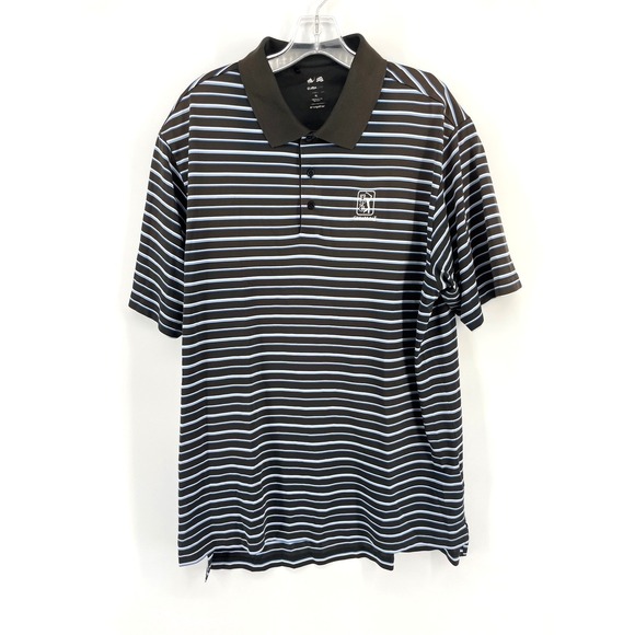 adidas Other - Adidas ClimaLite Mens XL Golf Polo Shirt TPC Sugarloaf Striped Brown Blue White